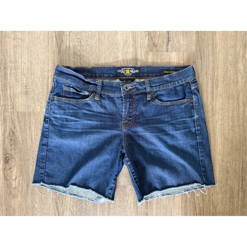 Lucky Brand Abbey Short Frayed Hem Denim Shorts Women's Size 4/27 Medium Wash